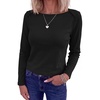image:imageANRABESS Women Boat Neck Top Fall Long Sleeve Shirts Layer TeeBlack