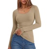 image:imageANRABESS Women Long Sleeve Thermal Shirts Scoop Neck TopApricot
