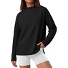 image:imageANRABESS Women Mock Neck Long Sleeve Shirts Striped Oversized Fall TopsBlack