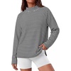 image:imageANRABESS Women Mock Neck Long Sleeve Shirts Striped Oversized Fall TopsBlack White Striped