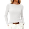 image:imageANRABESS Womens Boat Neck Long Sleeve Thermal ShirtsWhite