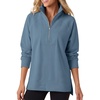 image:imageANRABESS Womens Half Zip Sweatshirts Loose Fleece PulloverGray Blue