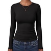 image:imageANRABESS Womens Long Sleeve Shirts Fitted Double Lined TopBlack