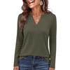 image:imageANRABESS Womens Long Sleeve Shirts V Neck Business Casual Work Tunic Tops Basic Tees 2026 Fall OutfitsArmy Green
