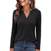 image:imageANRABESS Womens Long Sleeve Shirts V Neck Business Casual Work Tunic Tops Basic Tees 2026 Fall OutfitsBlack