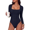 image:imageANRABESS Womens Long Sleeve Square Neck BodysuitNavy Blue
