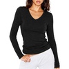 image:imageANRABESS Womens Long Sleeve V Neck Shirts Slim Fit Tops Basic TeeBlack