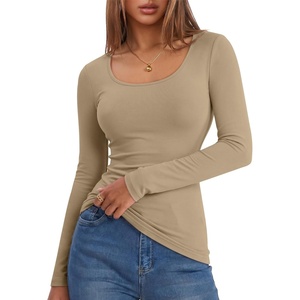 image:imageANRABESS Women Long Sleeve Thermal Shirts Scoop Neck TopApricot