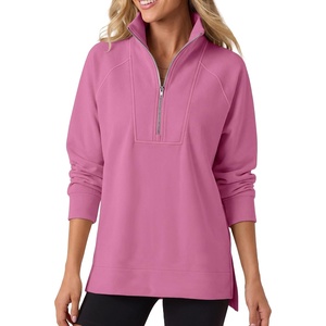 image:imageANRABESS Womens Half Zip Sweatshirts Loose Fleece PulloverHot Pink