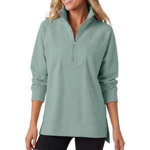 image:imageANRABESS Womens Half Zip Sweatshirts Loose Fleece PulloverSage Green