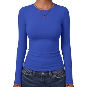 image:imageANRABESS Womens Long Sleeve Shirts Fitted Double Lined TopRoyal Blue