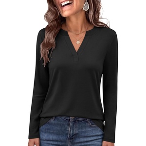 image:imageANRABESS Womens Long Sleeve Shirts V Neck Business Casual Work Tunic Tops Basic Tees 2026 Fall OutfitsBlack