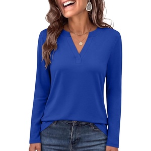image:imageANRABESS Womens Long Sleeve Shirts V Neck Business Casual Work Tunic Tops Basic Tees 2026 Fall OutfitsBoyal Blue