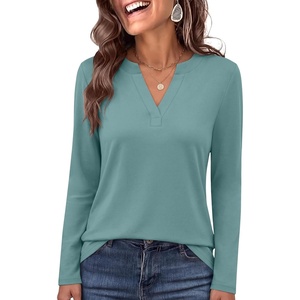 image:imageANRABESS Womens Long Sleeve Shirts V Neck Business Casual Work Tunic Tops Basic Tees 2026 Fall OutfitsCadet Blue