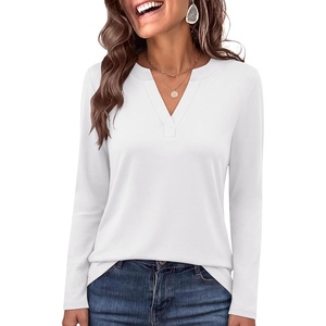 image:imageANRABESS Womens Long Sleeve Shirts V Neck Business Casual Work Tunic Tops Basic Tees 2026 Fall OutfitsWhite