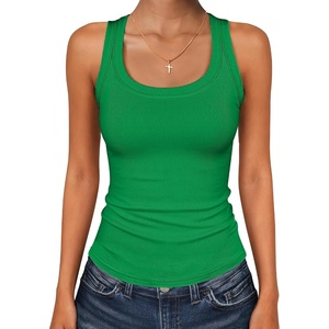 image:imageANRABESS Womens Square Neck Racerback Ribbed Slim Fit Summer Tank TopsGreen