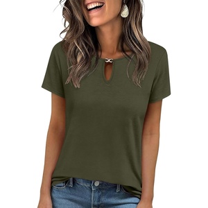 image:imageANRABESS Womens Summer Tops Short Sleeve Tshirts Dressy Casual BlouseArmy Green