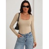 image:imageANRABESS Bodysuits for Women Long Sleeve Thermal Shirts Fleece TopsBeige Camel