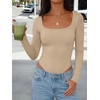 image:imageANRABESS Bodysuits for Women Long Sleeve Thermal Shirts Fleece TopsBeige Camel