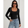 image:imageANRABESS Bodysuits for Women Long Sleeve Thermal Shirts Fleece TopsBlack