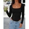 image:imageANRABESS Bodysuits for Women Long Sleeve Thermal Shirts Fleece TopsBlack
