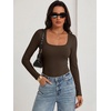 image:imageANRABESS Bodysuits for Women Long Sleeve Thermal Shirts Fleece TopsBrown