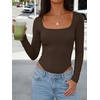 image:imageANRABESS Bodysuits for Women Long Sleeve Thermal Shirts Fleece TopsBrown