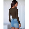 image:imageANRABESS Bodysuits for Women Long Sleeve Thermal Shirts Fleece TopsBrown