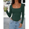 image:imageANRABESS Bodysuits for Women Long Sleeve Thermal Shirts Fleece TopsDeep Green