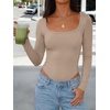 image:imageANRABESS Bodysuits for Women Long Sleeve Thermal Shirts Fleece TopsGrey Camel