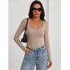 image:imageANRABESS Bodysuits for Women Long Sleeve Thermal Shirts Fleece TopsGrey Camel