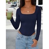 image:imageANRABESS Bodysuits for Women Long Sleeve Thermal Shirts Fleece TopsNavy Blue