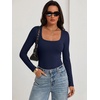 image:imageANRABESS Bodysuits for Women Long Sleeve Thermal Shirts Fleece TopsNavy Blue