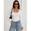 image:imageANRABESS Bodysuits for Women Long Sleeve Thermal Shirts Fleece TopsWhite