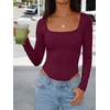 image:imageANRABESS Bodysuits for Women Long Sleeve Thermal Shirts Fleece TopsWine Red
