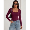 image:imageANRABESS Bodysuits for Women Long Sleeve Thermal Shirts Fleece TopsWine Red