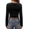 image:imageANRABESS Cowl Neck Tops for Women Long Sleeve Velvet ShirtsBlack