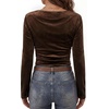 image:imageANRABESS Cowl Neck Tops for Women Long Sleeve Velvet ShirtsBrown