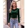 image:imageANRABESS Cowl Neck Tops for Women Long Sleeve Velvet ShirtsGreen