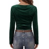 image:imageANRABESS Cowl Neck Tops for Women Long Sleeve Velvet ShirtsGreen