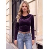 image:imageANRABESS Cowl Neck Tops for Women Long Sleeve Velvet ShirtsPurple