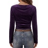 image:imageANRABESS Cowl Neck Tops for Women Long Sleeve Velvet ShirtsPurple