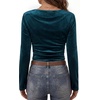 image:imageANRABESS Cowl Neck Tops for Women Long Sleeve Velvet ShirtsTeal Blue