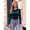 image:imageANRABESS Cowl Neck Tops for Women Long Sleeve Velvet ShirtsTeal Blue