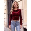 image:imageANRABESS Cowl Neck Tops for Women Long Sleeve Velvet ShirtsWine Red