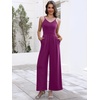 image:imageANRABESS Jumpsuits for Women Dressy Summer Casual Wide Leg One Piece RomperDark Purple