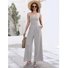 image:imageANRABESS Jumpsuits for Women Dressy Summer Casual Wide Leg One Piece RomperLight Grey