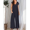 image:imageANRABESS Jumpsuits for Women Summer Casual Wide Leg Rompers OutfitsNavy Blue