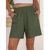 image:imageANRABESS Linen Shorts for Women Summer Casual High Waisted ShortsArmy Green