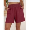 image:imageANRABESS Linen Shorts for Women Summer Casual High Waisted ShortsDeep Red